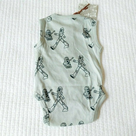 New Kate Quinn 3-6 Months Robot Henley Organic NWT Romper - Picture 4 of 4